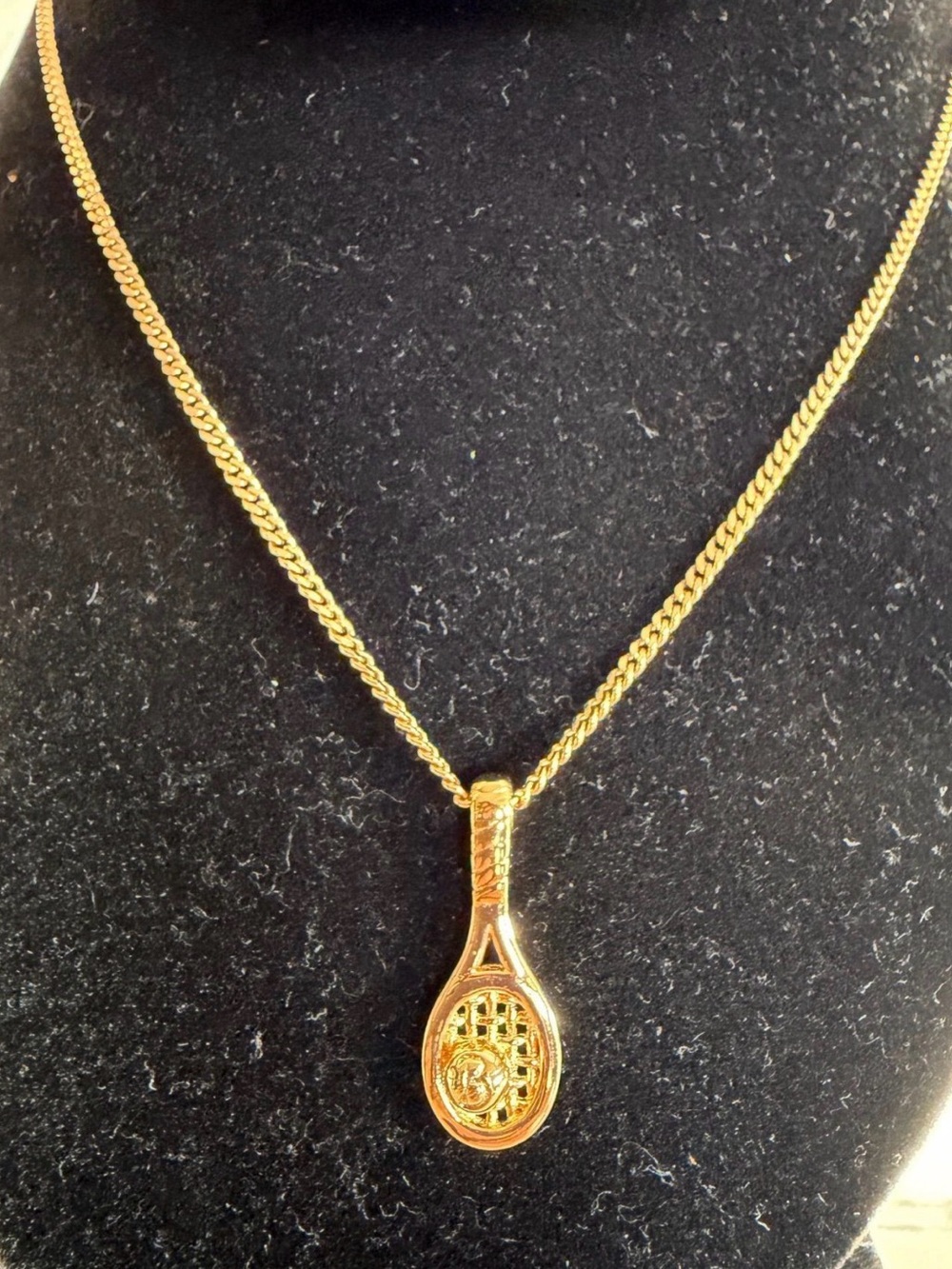 NWOT ~ AUTH Burberry Gold Tennis Racket Pendant Necklace